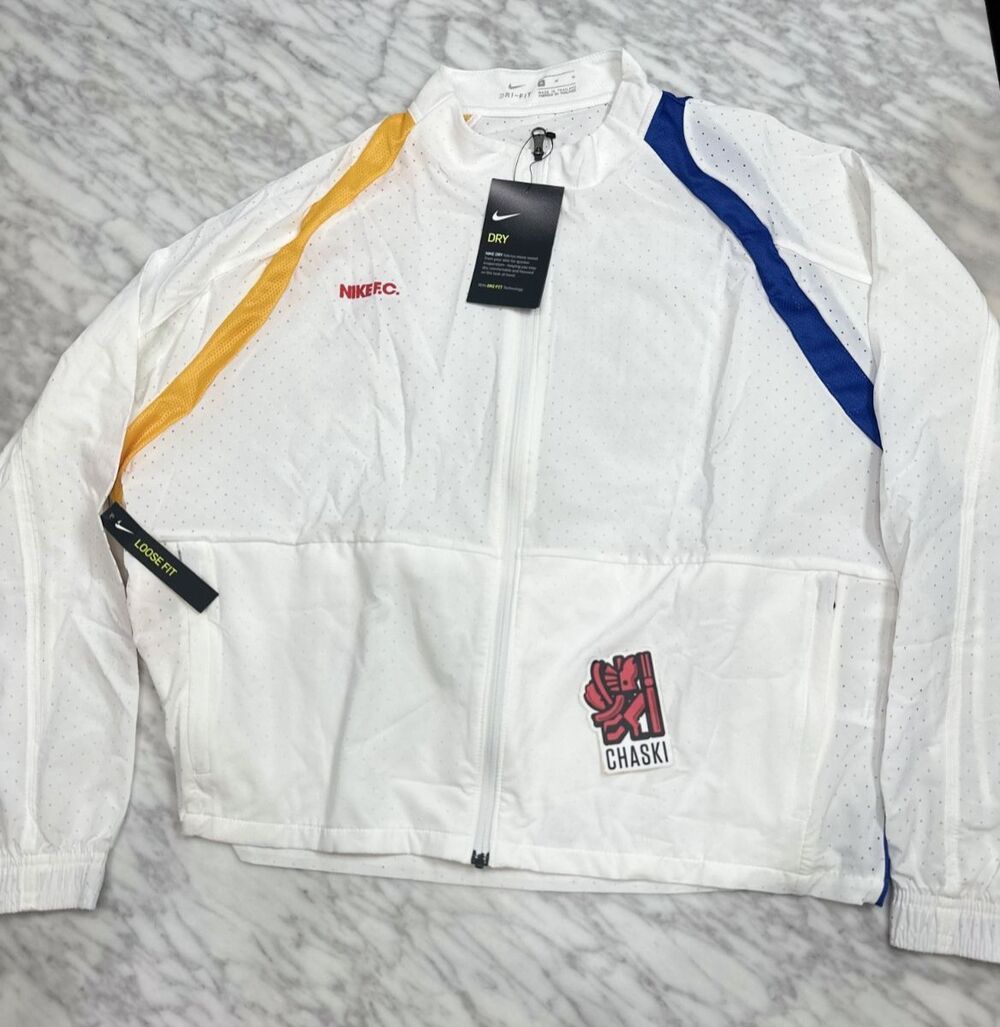 Nike F.C. Full Zip Soccer Women Loose Fit Jacket White Medium NEW CK2700 100